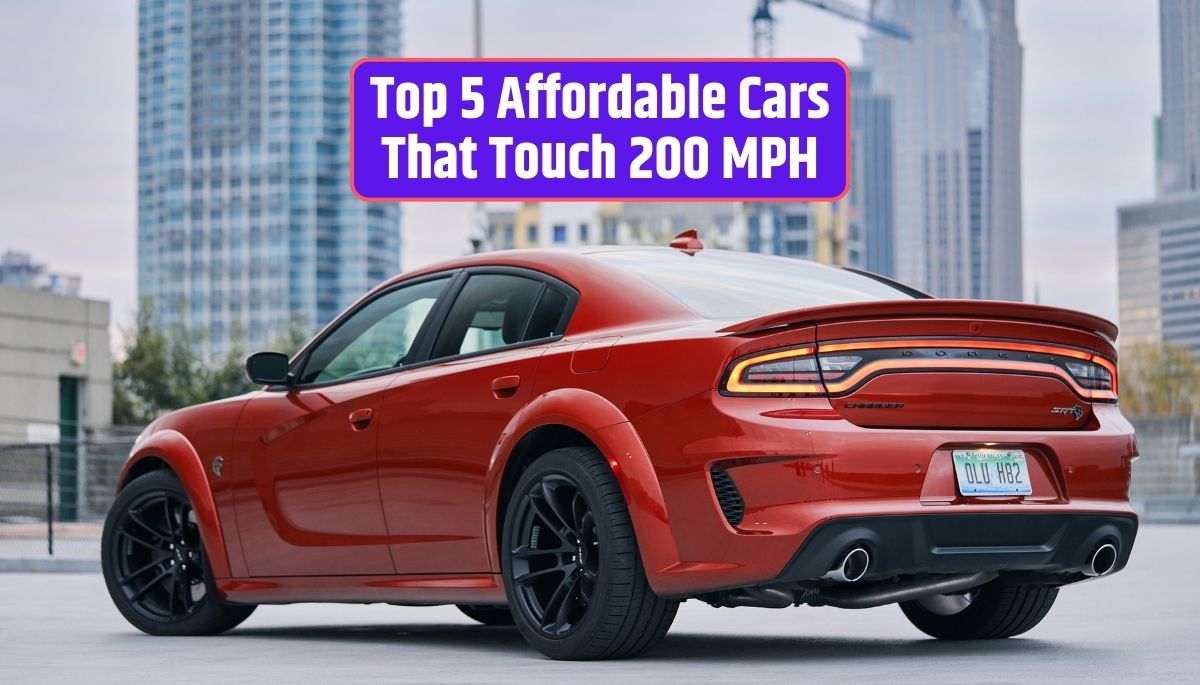 Affordable high-speed cars, 200 mph, Dodge Charger SRT Hellcat, Chevrolet Camaro ZL1, Ford Mustang Shelby GT500, Nissan GT-R, Dodge Challenger SRT Demon, performance,