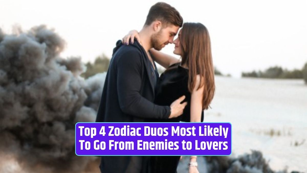 Zodiac duos, enemies to lovers, astrology, zodiac signs, romantic relationships, cosmic alignments, opposing traits, unexpected love,
